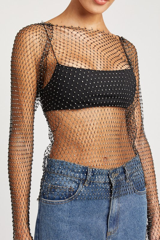 Fishnet Sheer See Through Shirt New Women's Fashion Sexy Lace Top