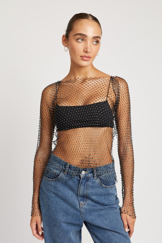 Fishnet Sheer See Through Shirt New Women's Fashion Sexy Lace Top