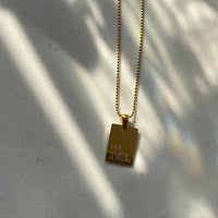 KESLEY  New Stylish Hiphop Personal Engraved Letter Message Square Necklaces Waterproof Jewelry with a Message KESLEY