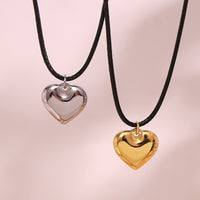 KESLEY Heart On a Black Cord Rope Necklace Waterproof Hypoallergenic Jewelry