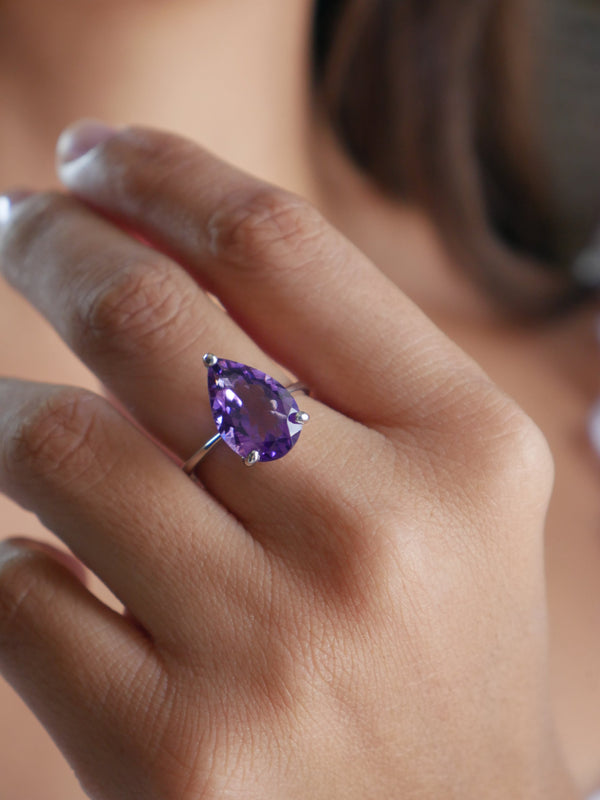 amethyst ring, silver rings, rings, pear shape rings, cocktail rings, jewelry, accessories, birthstone rings, jewelry, purple rings, birthstone rings, jewelry, accessories , purple rings, purple ring, purple birthstone ring, amethyst rings