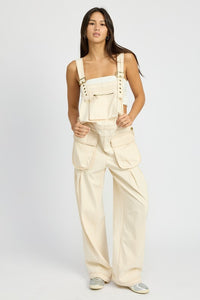 Baggy Cargo Overalls with Pockets New Women's Fashion 100% cotton jumpsuit KESLEY