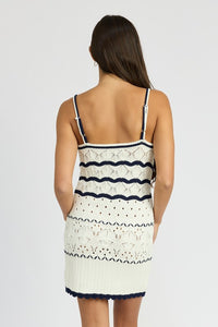 CONTRASTED CROCHET MINI DRESS KESLEY WHITE AND BLUE NAUTICAL CROCHET DRESS