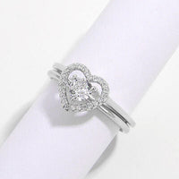 Heart Shape Ring 925 Sterling Silver Zircon Stack Rings 2 Piece Ring Sets