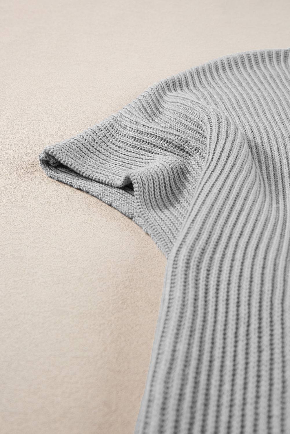 Gray Short Sleeve Side Slit Oversized Sweater