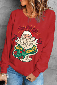 Santa Graphic Round Neck Long Sleeve Sweatshirt