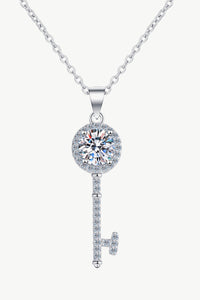 Key Pendant Necklace   0.5 carat Moissanite Women's Fine Jewelry