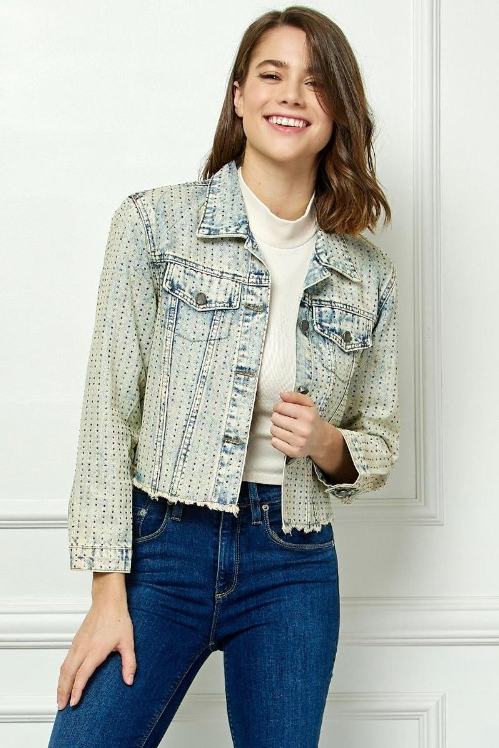 Good Veveret Long Denim Distressed Jean Jacket