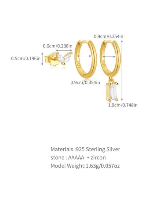 Three Style Earring Sets Luxury Girl 925 Sterling Silver real 18K gold plated vermeil earrings KESLEY