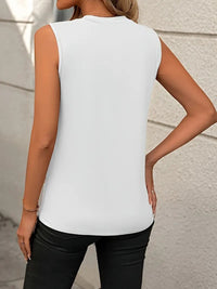 Round Neck Sleeveless Tank Top Women's Casual Solid Color Plain Sleeveless Shirt