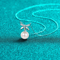 Natural Pearl Pendant Moissanite 925 Sterling Silver Necklace