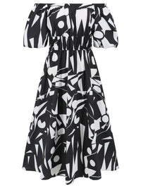 Off-Shoulder Balloon Sleeve Dress New Women;s Fashion Casual Summer Short Sleeve Maxi dress