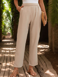 Ruched Half Elastic Waist Pants