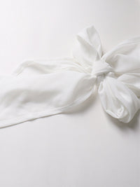 White Backless Bow Long Sleeve Blouse Women's Casual Long Sleeve Open Back Shirt