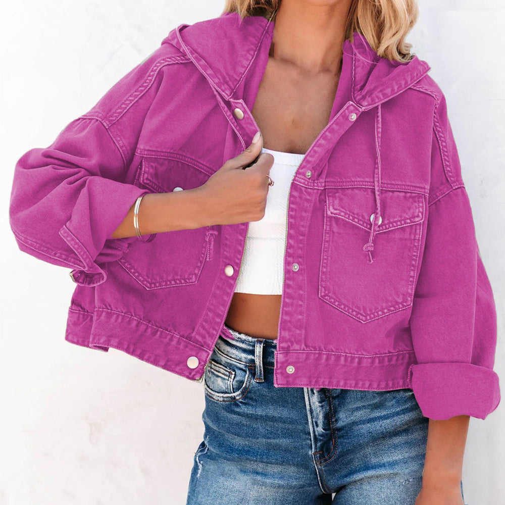 Hooded Dropped Shoulder Denim Jacket