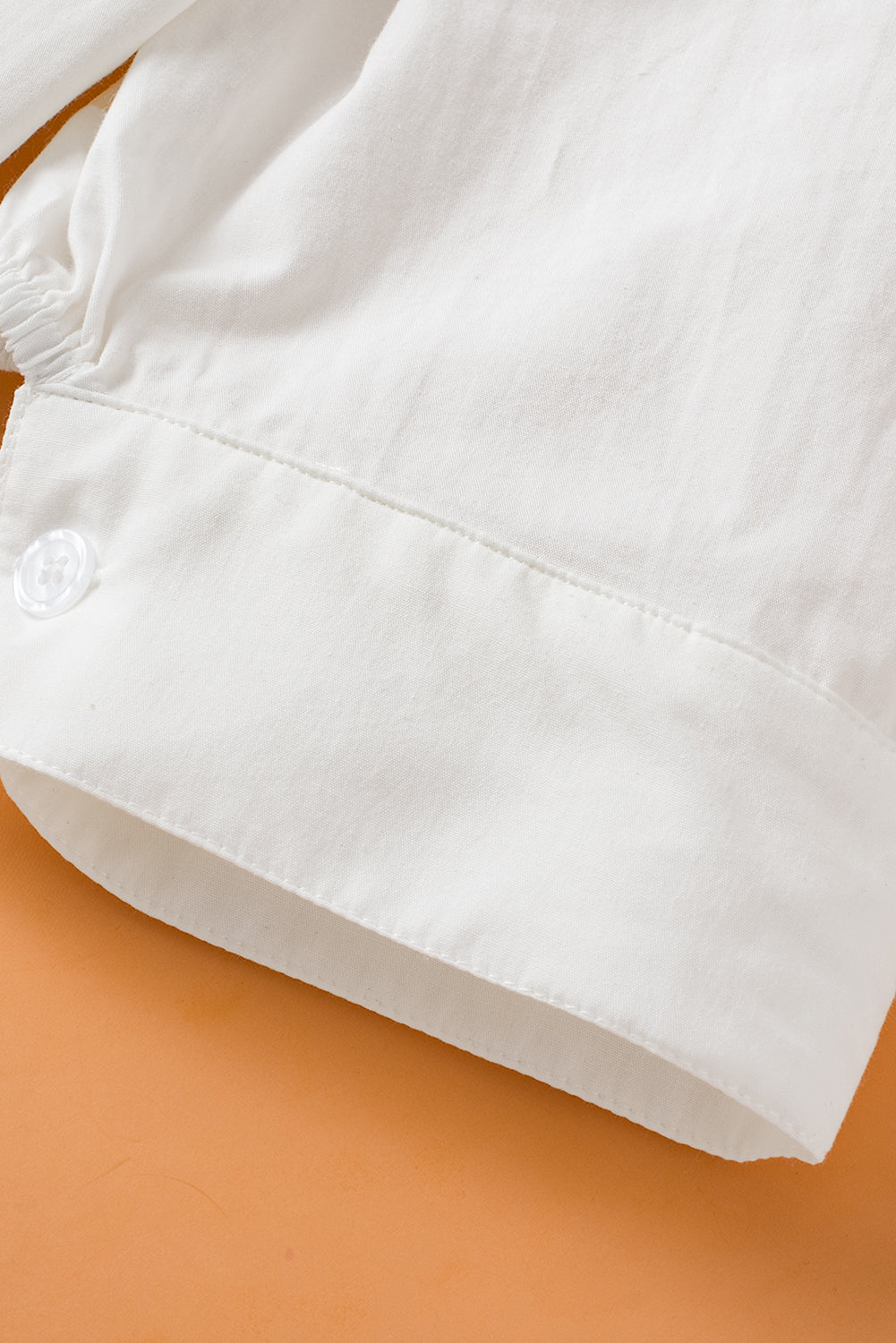 White Solid Puff Short Sleeve Shirt