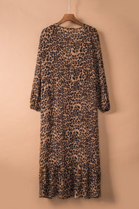 Leopard Open Front Long Sleeve Cover Up