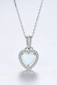 Opal Heart Pendant 925 Sterling Silver Necklace