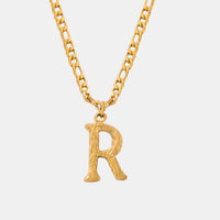 Initial Name Necklace Real 18K Gold over Titanium Steel Letter Pendant Waterproof Jewelry KESLEY