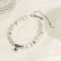 Pearl Bracelet with Ball Detail Waterproof Hypoallergenic Jewelry Stainless Steel Freshwater Pearl Bracelet