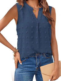 Swiss Dot Notched Tank Top