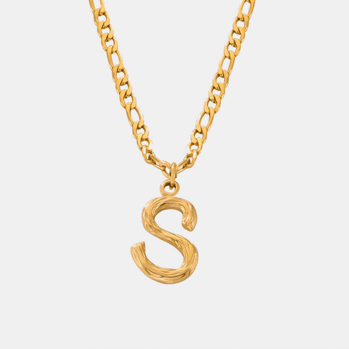 Initial Name Necklace Real 18K Gold over Titanium Steel Letter Pendant Waterproof Jewelry KESLEY