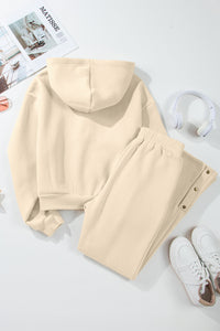 Half Snap Long Sleeve Hooded Top and Pants Set