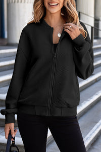 black zip up jacket, black textured zipper , simple black jacket, jacket, , jackets, aesthetic jacket, zip up jacket, zip up sweater, jacket with pockets, womens clothes with pockets, comfortable clothes, womens clothing, comfy clothes, rainbow clothing, colorful clothes, evening wear, casual wear, trendy jacket, kesley fashion, tiktok trends, instagram trends , 2024 fall and winter , cozy jacket, simple black zip up jacket , cute womens jacket, everyday jacket, fashionable jacket, plain jacket, 