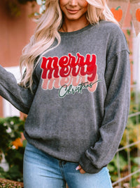 Full Size MERRY CHRISTMAS Round Neck Long Sleeve Sweatshirt