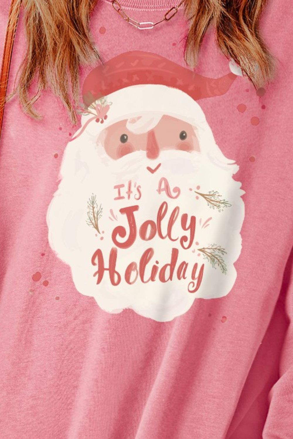Santa Claus Graphic Round Neck Slit Sweatshirt
