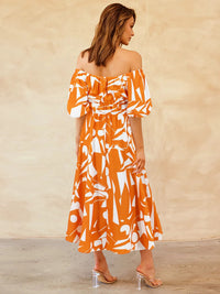Off-Shoulder Balloon Sleeve Dress New Women;s Fashion Casual Summer Short Sleeve Maxi dress