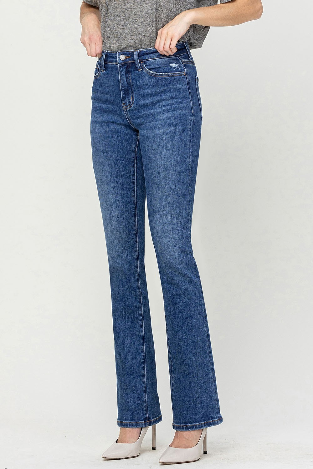 KESLEY  High Waist Bootcut Jeans Premium Luxury Cotton Denim Pants