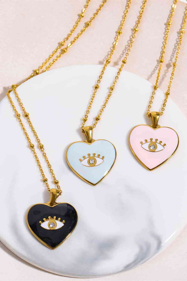 necklace, gold necklaces, heart necklaces, evil eye heart necklaces, black heart necklace, pink heart necklaces, enamel evil eye necklaces, cute necklaces, nice jewelry, jewelry website, gold necklaces, fashion jewelry, trending jewelry, statement necklace, birthday gifts, anniversary gifts , graduation gifts, cute necklaces, nice evil eye necklaces, fashionable jewelry, new jewelry styles