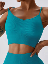 Ribbed Lace-Up Cropped Active Cami