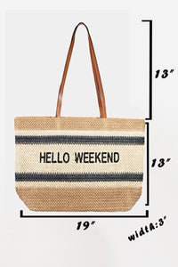 Fame Letter Graphic Striped Tote Bag