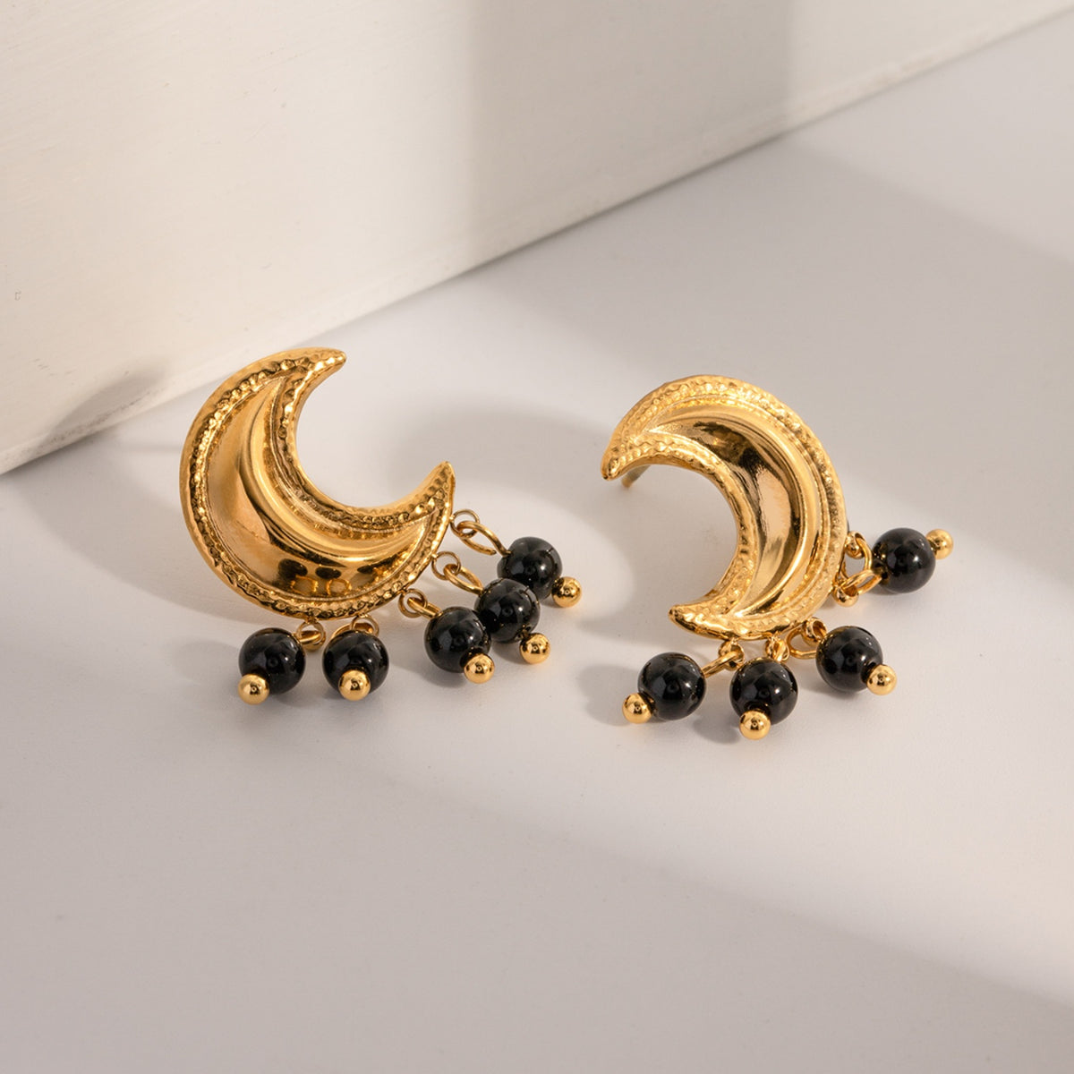 18K Gold-Plated Stainless Steel Moon Shape Earrings