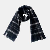 Plaid Raw Hem Polyester Scarf