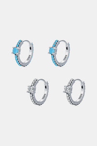 925 Sterling Silver Artificial Turquoise Huggle Earrings