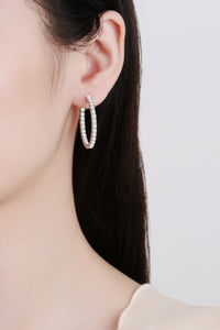 Hoop Earrings Moissanite Rhodium-Plated 925 Sterling Silver Women's Fine Jewelry