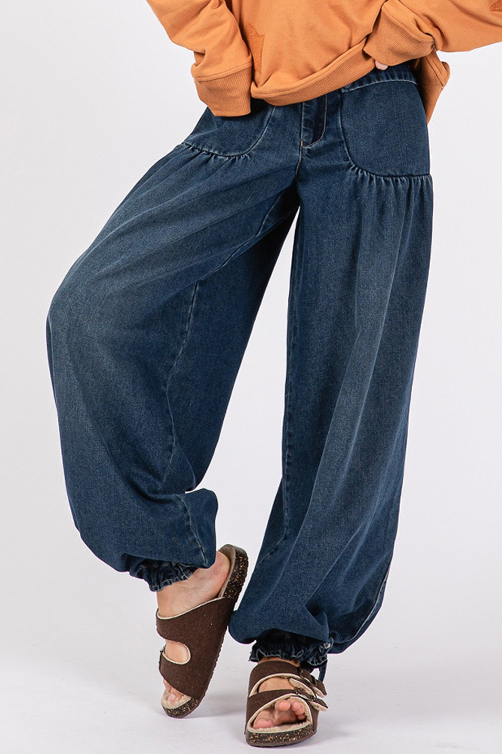 SAGE + FIG Mid-Rise Cargo Jeans with Pockets