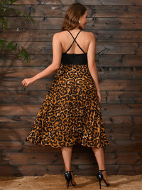 Crisscross Leopard Spaghetti Strap Dress