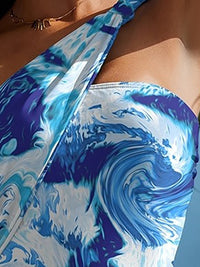 Cutout Printed One-Shoulder One-Piece Swimsuit Women's Swimwear