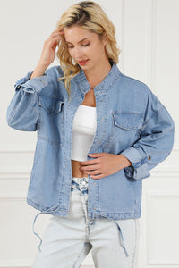 Snap Down Long Sleeve Denim Top Women's Button Down Jean Shirt