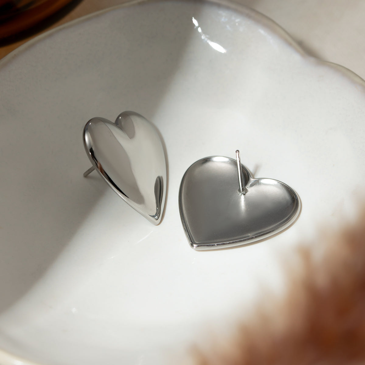 Big Heart Stud Earrings Stainless Steel Hypoallergenic Luxury Waterproof Statement Jewelry -  KESLEY