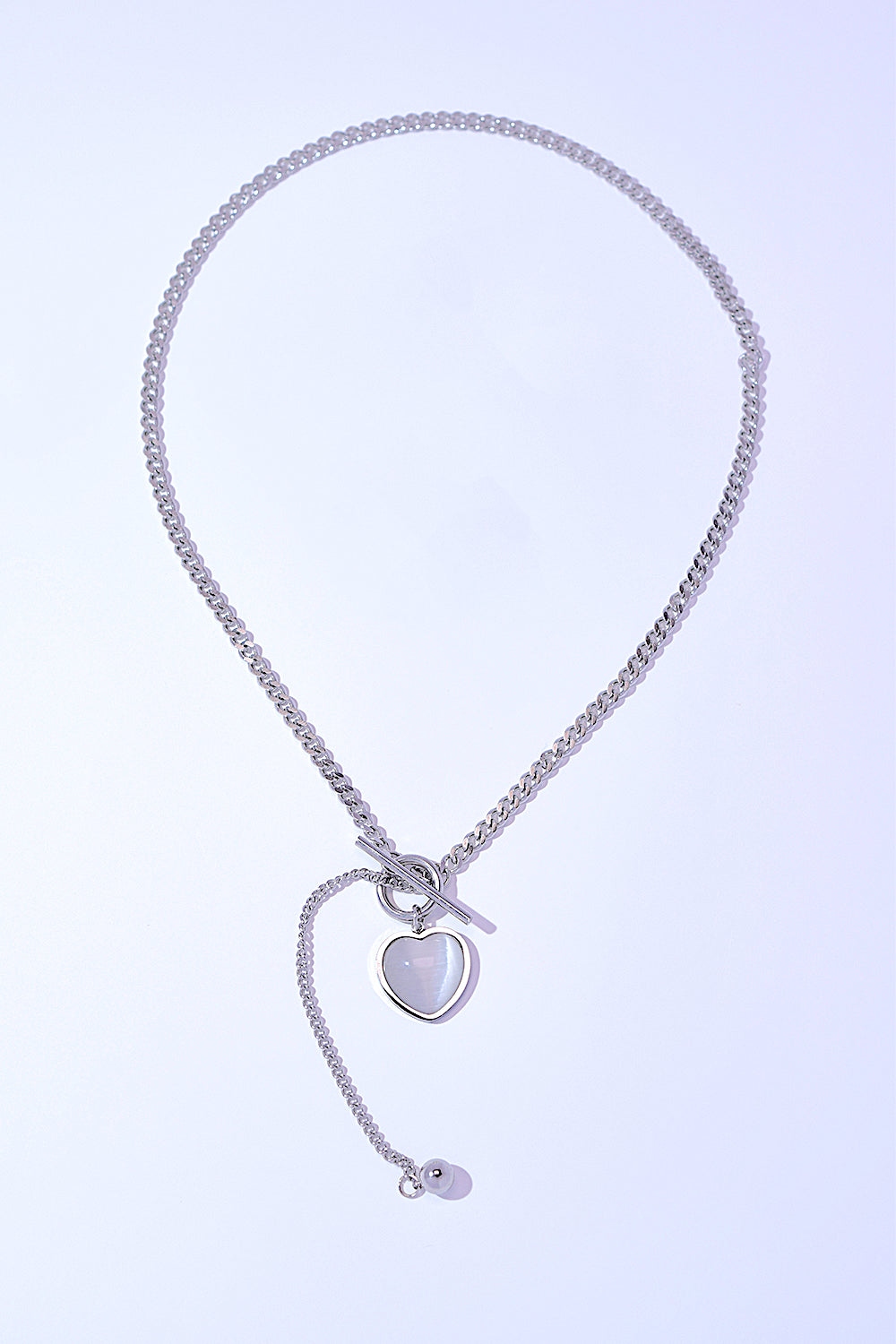 Cat's Eye Toggle Necklace Waterproof Hypoallergenic Titanium Steel Heart Necklace - KESLEY