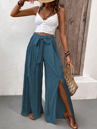 Tied Slit Wide Leg Pants