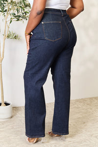 High Waist Wide Leg Jeans Dark Blue Cotton Pants Petite and Plus Size fashion KESLEY