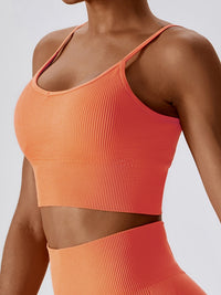 Ribbed Lace-Up Cropped Active Cami