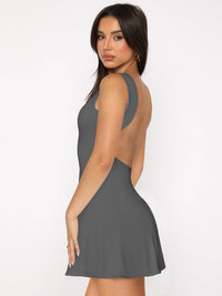 Backless Wide Strap Mini Dress Premium Nylon and Spandex Stretchy Casual Mini Dress Light Summer Dress KESLEY