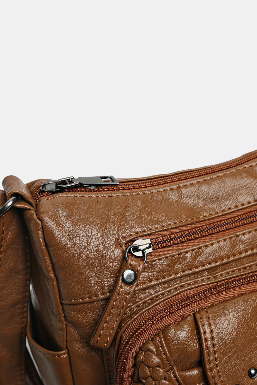 PU Leather Stud Detail Shoulder Hand Bag Women's Purse  Long and Short Handle